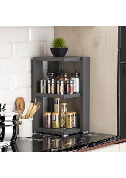 Antrasit Tezgah Üstü Raf, Şık ve Pratik Tasarım, Dayanıklı ve Kullanışlı Ürün.
