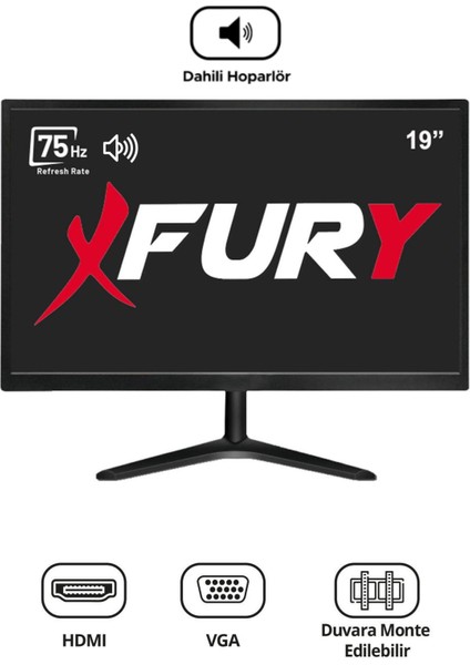 19" 75 Hz 5ms (VGA,HDMI,SES) Sesli Led Monitör modelleri