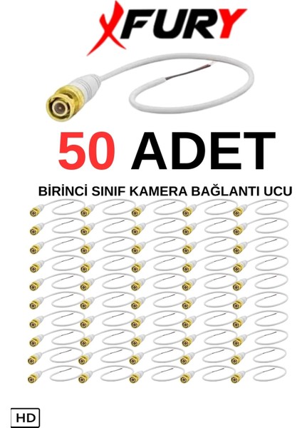 50 Adet Kablolu Hazır Bnc Kablolu Konnektör