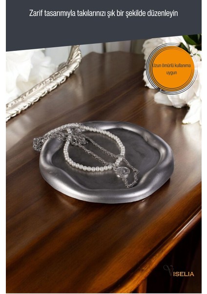 Takı Tabağı Takı Organizeri Takı Makyaj Kozmetik Düzenleyici Gümüş Eskitme Renk Model 17