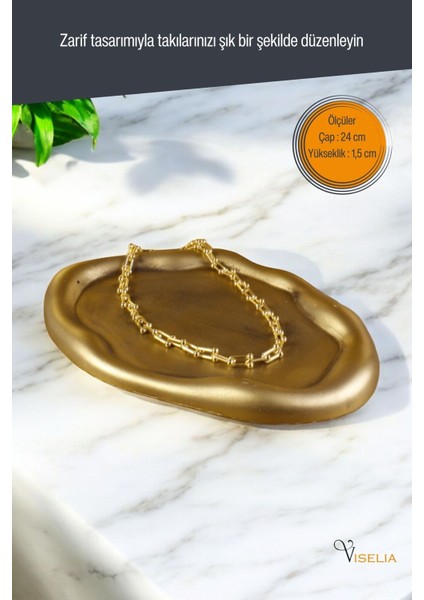 Takı Tabağı Takı Organizeri Takı Makyaj Kozmetik Düzenleyici Altın Eskitme Renk Model 18