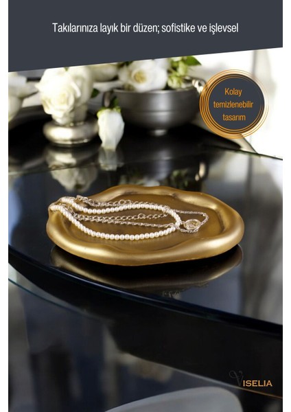 Takı Tabağı Takı Organizeri Takı Makyaj Kozmetik Düzenleyici Altın Eskitme Renk Model 18