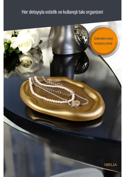 Takı Tabağı Takı Organizeri Takı Makyaj Kozmetik Düzenleyici Altın Eskitme Renk Model 18