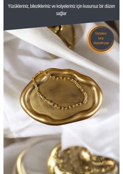 Takı Tabağı Takı Organizeri Takı Makyaj Kozmetik Düzenleyici Altın Eskitme Renk Model 18