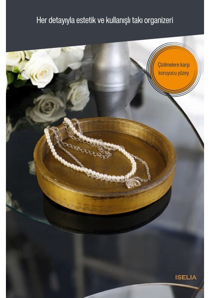 Takı Tabağı Takı Organizeri Takı Makyaj Kozmetik Düzenleyici Altın Eskitme Renk Model 20