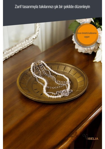 Takı Tabağı Takı Organizeri Takı Makyaj Kozmetik Düzenleyici Altın Renk Model 5