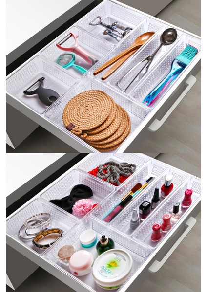 7'li Beyaz Plastik Dolap ve Buzdolabı Içi Düzenleyici Organizer Set fiyatları