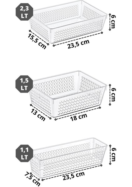 7'li Beyaz Plastik Dolap ve Buzdolabı Içi Düzenleyici Organizer Set fırsatları