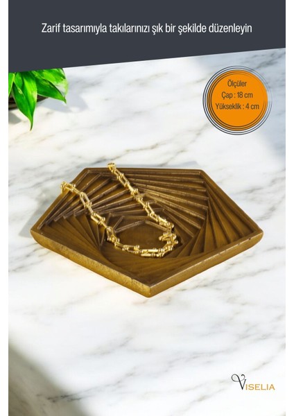 Takı Tabağı Takı Organizeri Takı Makyaj Kozmetik Düzenleyici Altın Eskitme Model 9