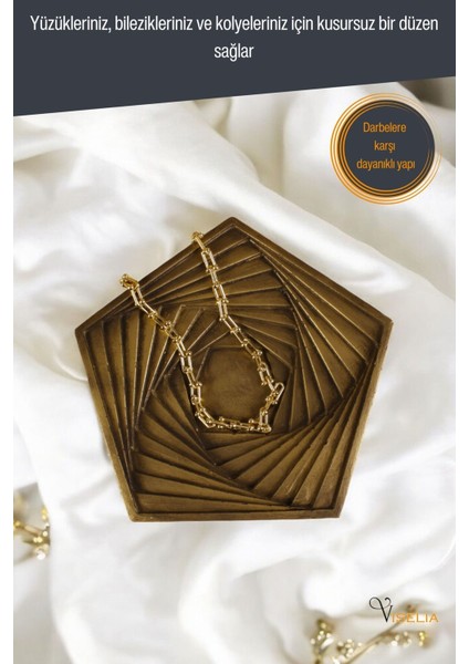 Takı Tabağı Takı Organizeri Takı Makyaj Kozmetik Düzenleyici Altın Eskitme Model 9