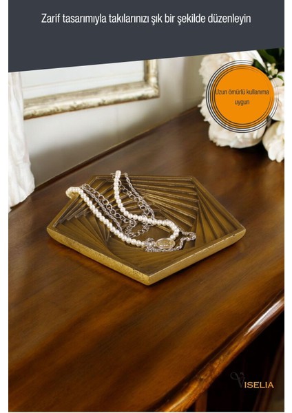 Takı Tabağı Takı Organizeri Takı Makyaj Kozmetik Düzenleyici Altın Eskitme Model 9