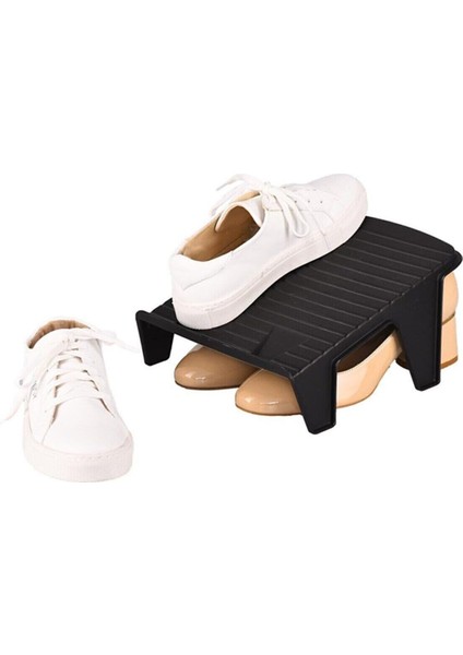 10'lu Çiftli Ayakkabı Rampası, Dolap Içi Düzenleyici, Siyah Renkli Set