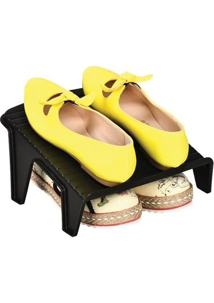 10'lu Çiftli Ayakkabı Rampası, Dolap Içi Düzenleyici, Siyah Renkli Set