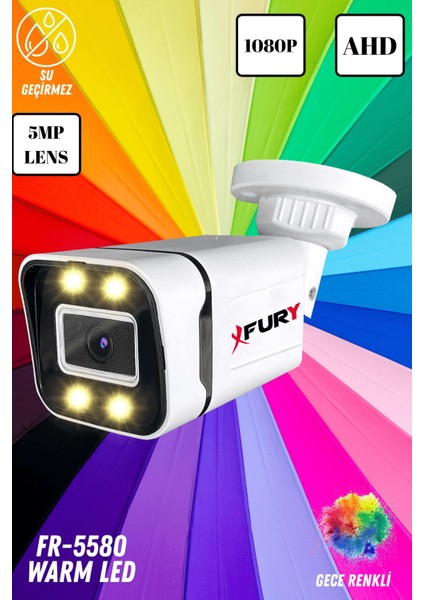 5mp Lens 1080P 4 x Ultra LED Gece Renkli Full Hd Suya Dayanıklı Güvenlik Kamerası modelleri