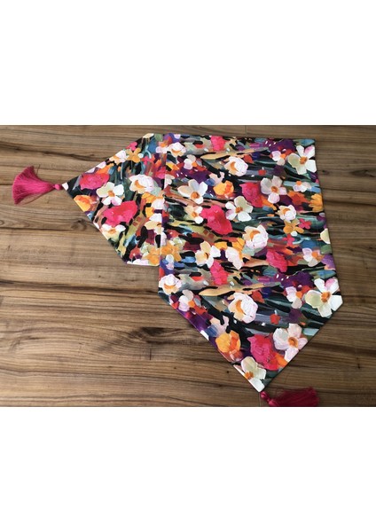 Yağlı Boya Çiçek Desenli Runner