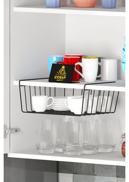 Iki Adet Siyah Çelik Sepetli Dolap Içi Askılı Raf Seti modelleri