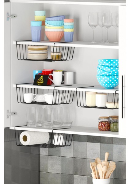 Iki Adet Siyah Çelik Sepetli Dolap Içi Askılı Raf Seti indirimleri