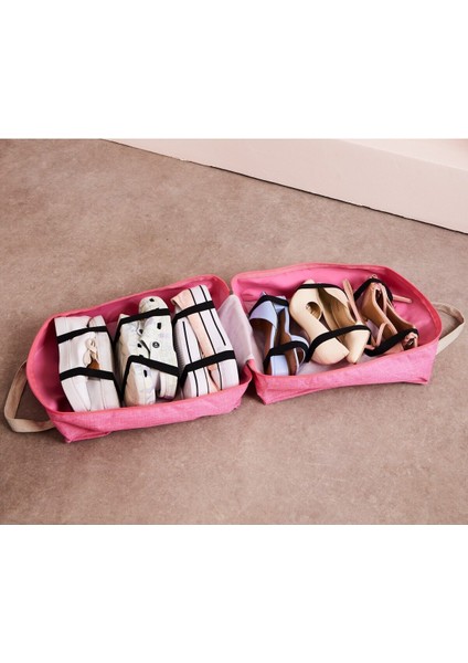 Pembe Keten Ayakkabı Düzenleyici Seyahat Organizatörü, Su Geçirmez, Hafif ve Şık fırsatları