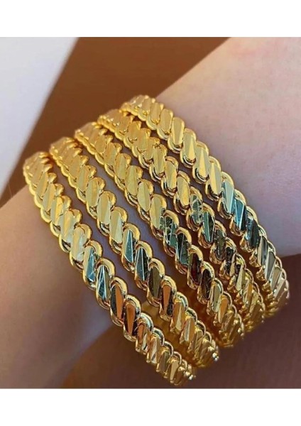 6 Adet Altın Kaplama Adana Burma Bilezik (6 Lı Set) (Çelik) indirimleri