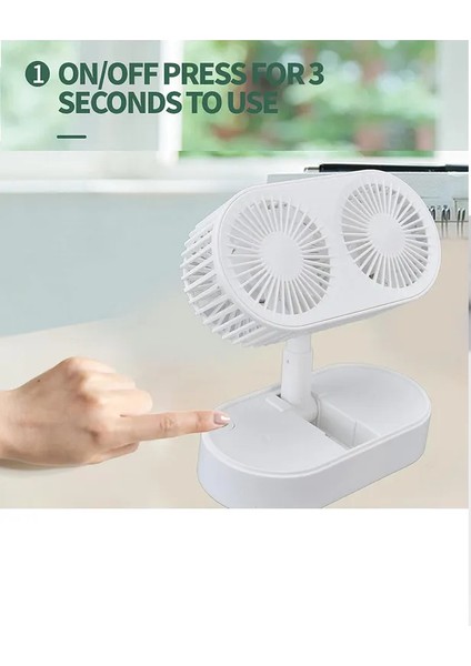 Yaratıcı Çift Kafalı Katlanır Fan Kaldırma Tipi USB Açık Taşınabilir Sessiz Ev Masaüstü Dikey Elektrikli modelleri