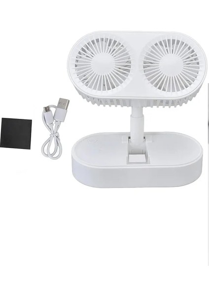 Yaratıcı Çift Kafalı Katlanır Fan Kaldırma Tipi USB Açık Taşınabilir Sessiz Ev Masaüstü Dikey Elektrikli