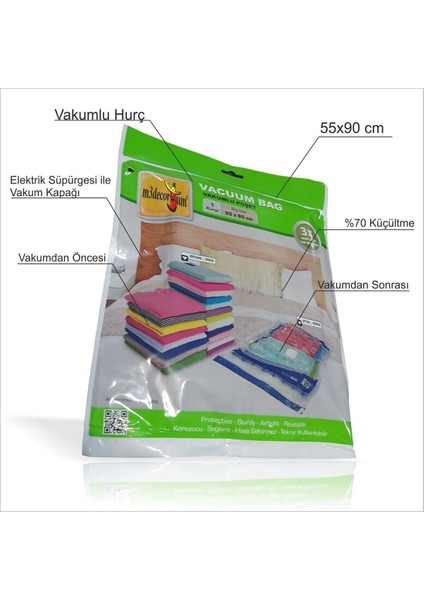 55X90CM Vakumlu Plastik Poşet, Süpürge Için Hızlı ve Pratik Saklama Çözümü fiyatları