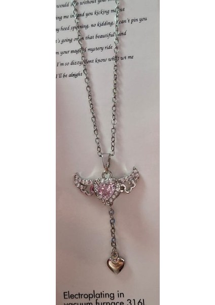 Zirkon Taşlı Paslanmaz Çelik Melek Kanatı Kolye fiyatları