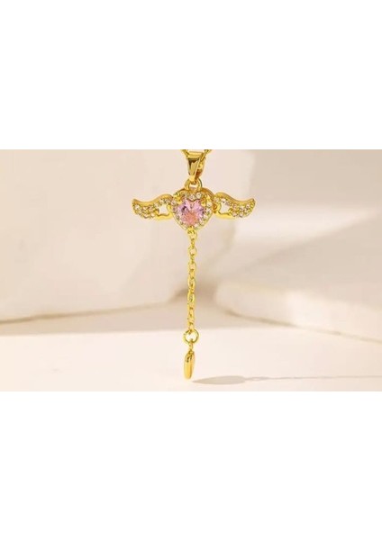 Zirkon Taşlı Paslanmaz Çelik Melek Kanatı Kolye fiyatları