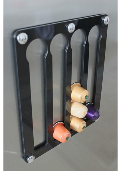 Siyah Renkli Mıknatıslı Kahve Kapsül Tutucu ve Düzenleyici