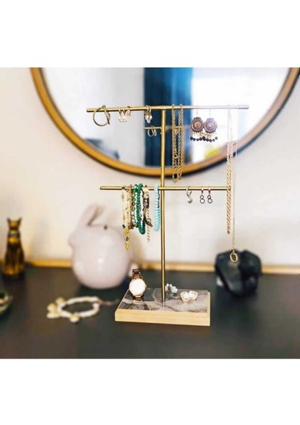 Şık Altın Takı Düzenleyici, Stand, Küpe, Bileklik, Kolye Saklama Organizeri