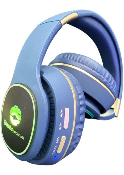 Z4BT Bluetooth 5. 0 kulak Üstü LED Işıklı Kulaklık Mavi