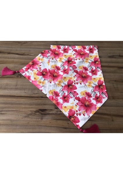 Fuşya Sarı Büyük Çiçek Desenli Runner
