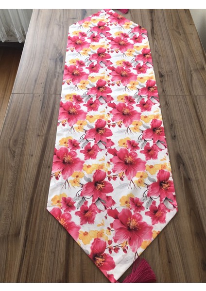 Fuşya Sarı Büyük Çiçek Desenli Runner fiyatları