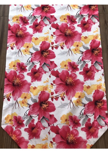 Fuşya Sarı Büyük Çiçek Desenli Runner modelleri