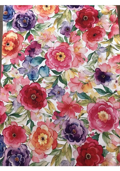 Suluboya Çok Renkli Çiçek Desenli Runner modelleri