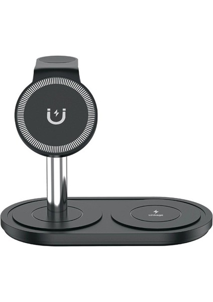3 In 1 Kablosuz Wireless Hizli Şarj Standi 15W Siyah