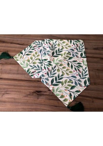 Yeşil Yaprak Desenli Runner