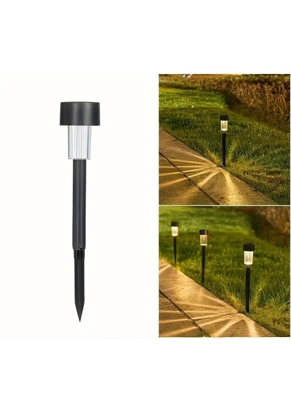 Gün Işığı Sarı Ledli Solar Güneş Enerjili Büyük Boy 32CM Bahçe Lambası Siyah Renk