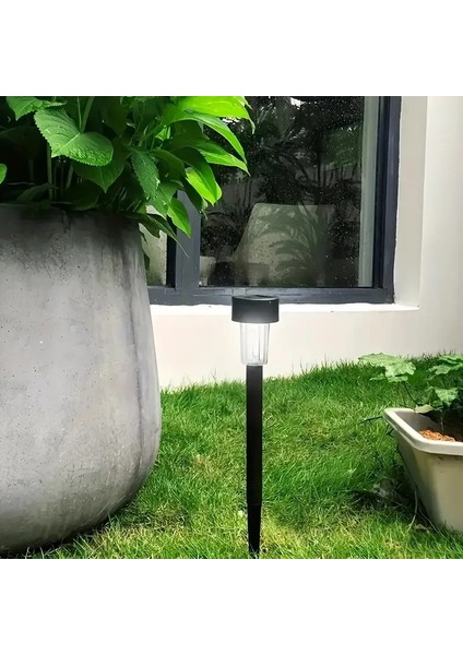 Gün Işığı Sarı Ledli Solar Güneş Enerjili Büyük Boy 32CM Bahçe Lambası Siyah Renk