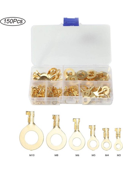 150 Parça Halka Sıkma Terminali Konnektör Kablo Pabucu Kutulu