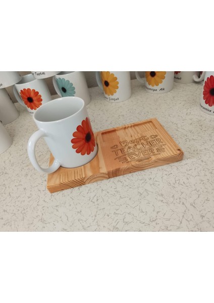 Kaletreewood Ahşap Tepsi Hediye Seti, En Iyi Öğretmen, Best Teacher Ever, Çiçekli Kupa, Sana Özel fırsatları