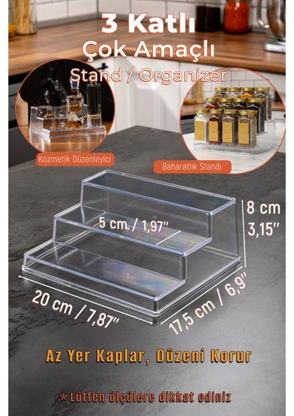 Şeffaf Pleksi Akrilik Merdiven Stand Baharatlık Standı Kozmetik Standı Organizeri