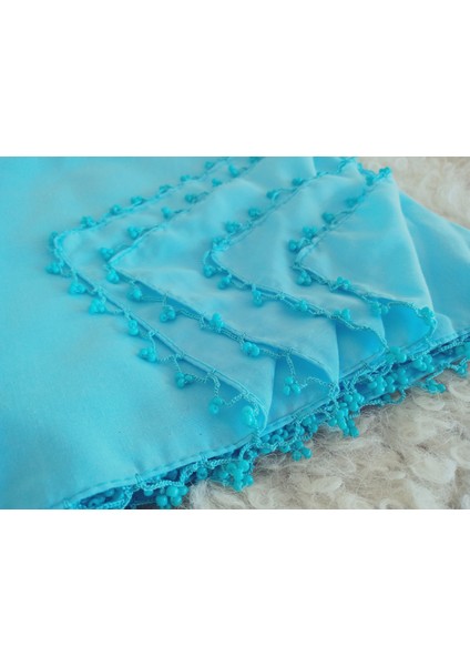 El Emeği Kum Boncuklu Yazma Çember Oyalı Tülbent Yemeni, Fular ,4 Kenarı Oyalı