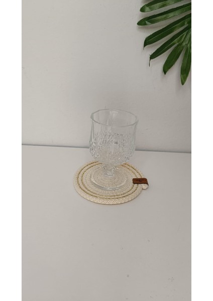 Bardak Altlığı Polyester Ekru Gold Simli, Açık Bej