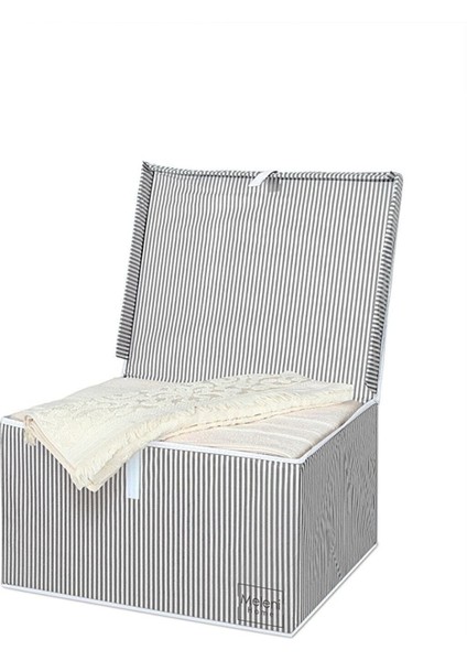 2 Adet Kapaklı Maxi Boy Kutu Hurç 50X40X30, Çok Amaçlı, Gri