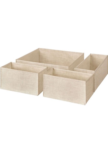 Bej Dolap Çekmecesi Düzenleyici Kutu Seti 4'lü, Pratik ve Şık Saklama Çözümü fiyatları