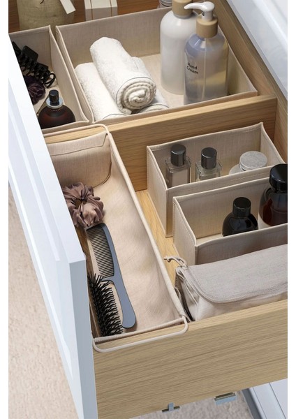 Bej Dolap Çekmecesi Düzenleyici Kutu Seti 4'lü, Pratik ve Şık Saklama Çözümü fırsatları