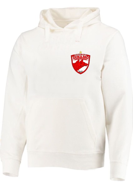 Küçük Logolu Dinamo București 1948 Kulüp Büyük Logo Baskılı Pamuklu Hoodie Sweatshirt
