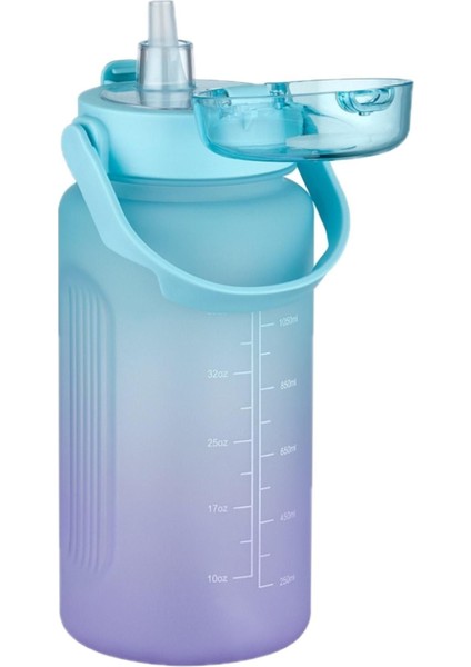 Çift Renkli 1500 ml Spor Matara, Pipetli ve Pipetsiz Kullanım, Motivasyon Stickerli fiyatları