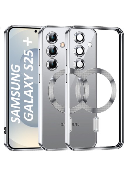 Samsung Galaxy S25 Plus Kılıf Kamera Lens Korumalı Renkli Magsafe Şeffaf Silikon Gümüş fiyatları